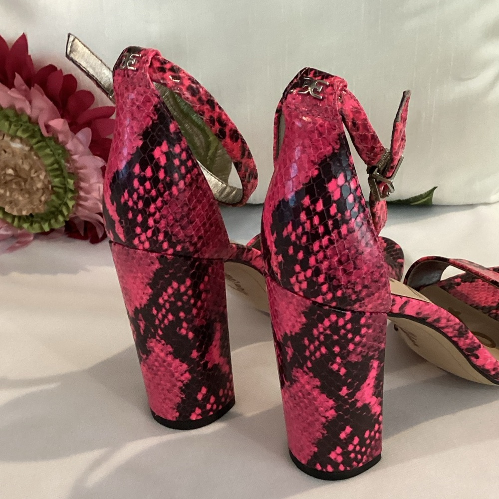 Sam Edelman Pink and Black Snake Heels - Picture 3 of 7